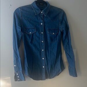 Denim Blue Button-Up Shirt Talula Aritzia